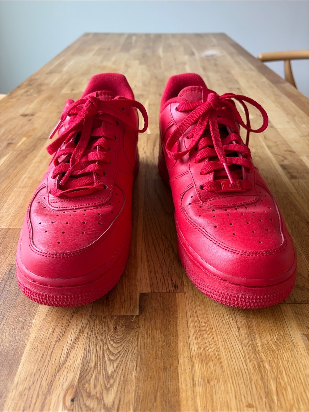 Nike Air Force 1 Red Leather Low-Top Sneakers